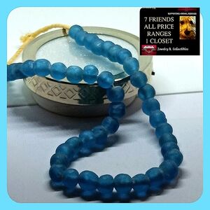 Sea Blue Glass Marble Like Artisan Necklace